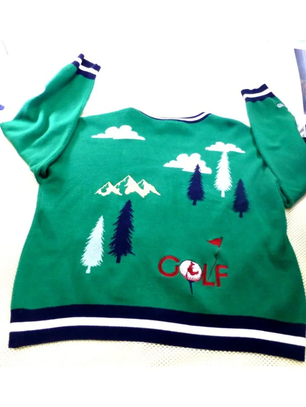 Disney Goofy Golf Sweater Cardigan Green 3X Button-Up Knit Mens Oversized Retro - Picture 2 of 16